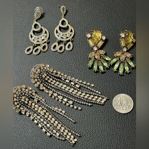 Elegant Gold and Silver Chandelier Earrings - 3 pairs